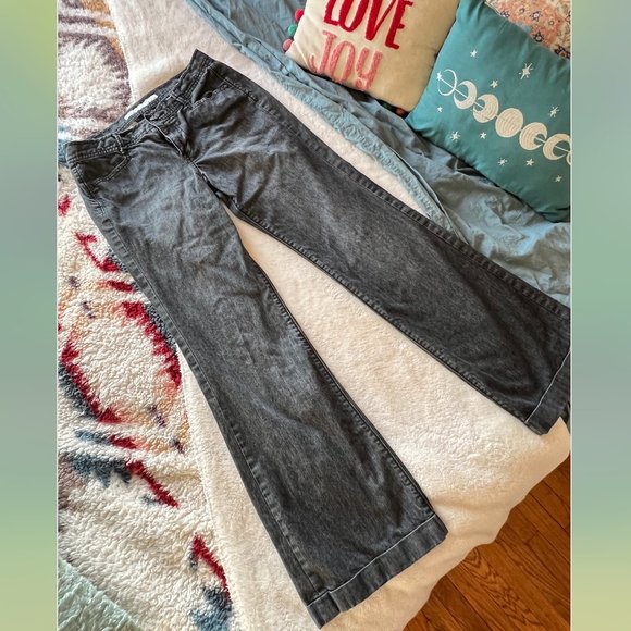 Early 00s Old Navy Wide-leg Dark Gray Trousers (6) - Picture 6 of 7